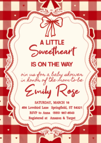 Little Sweetheart Baby Shower Invitation A6 template