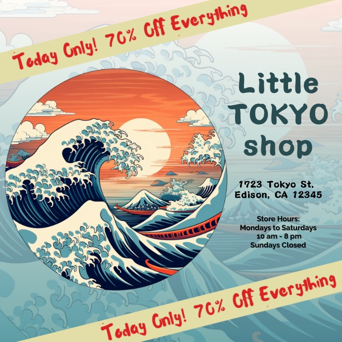 Little Tokyo Shop Big Sale Sign Flyer Ad Instagram Post template