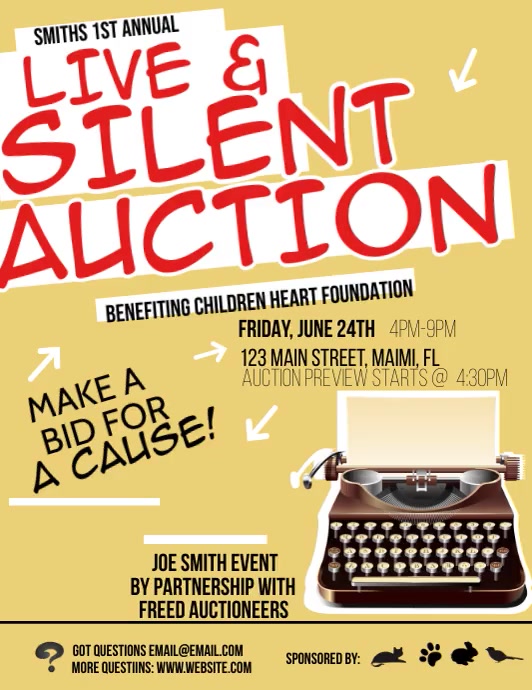Auction Poster Examples Live and Silent Auction Template | PosterMyWall