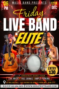 Live band Music performance night design editable template Banner 4' × 6'