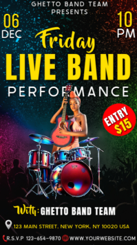 黑色 Live Band Performance Instagram Story Template