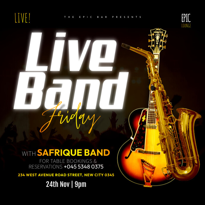 Kopie van Live band Poster template | PosterMyWall