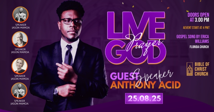Live Church service ad Capa para evento do Facebook template
