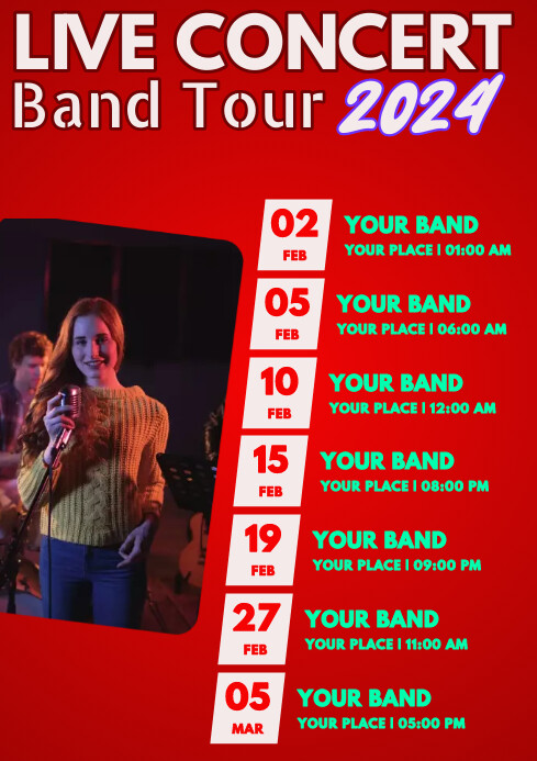 Concert Preview Examples Live Concert Band Tour Template | PosterMyWall