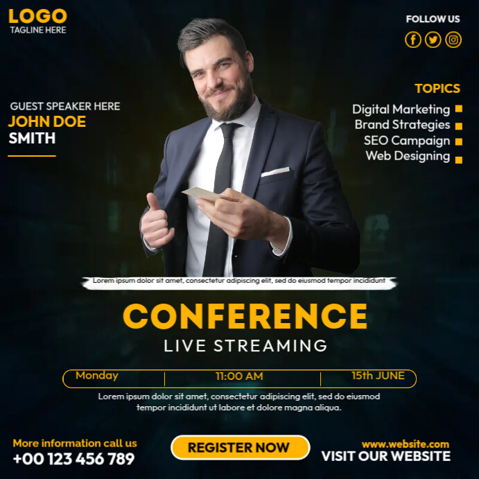 LIve Conference Poster Template | PosterMyWall