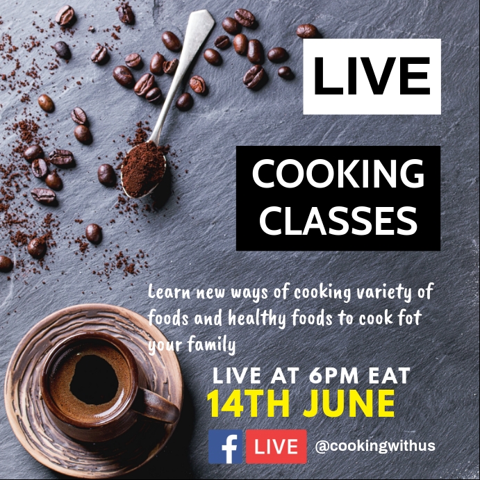Poster Live Cook Copy of LIVE COOKING CLASSES TEMPLATE | PosterMyWall