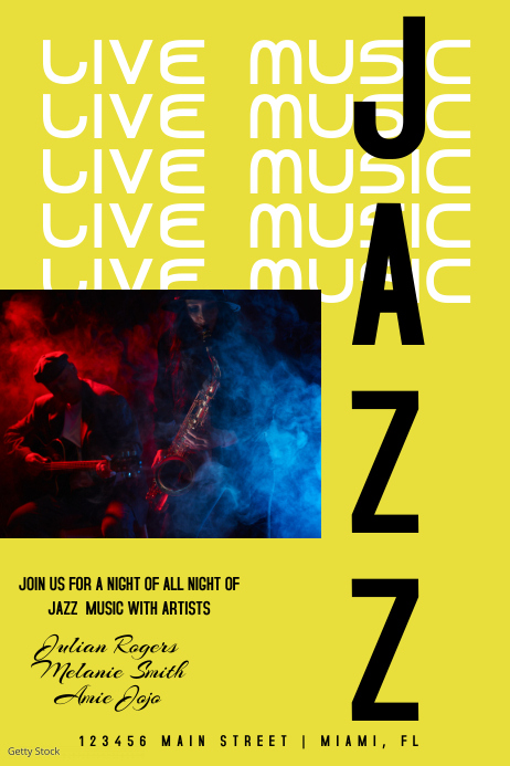 Live Jazz Music Poster Design Ad Template | PosterMyWall