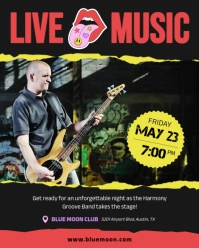 Live Music Band Grunge Flyer Instagram Portrait template