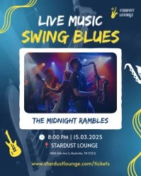 Live Music Band Neon Flyer Instagram Portrait template