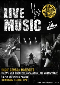 Live Music Black Concert A4 template