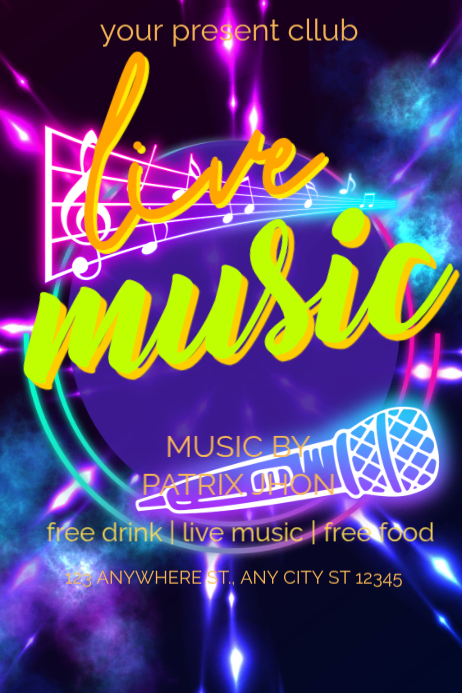 Purple Live Music Event Posters Template | PosterMyWall
