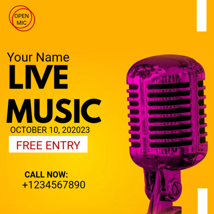 Live Music Event Ad with Microphone Template | PosterMyWall