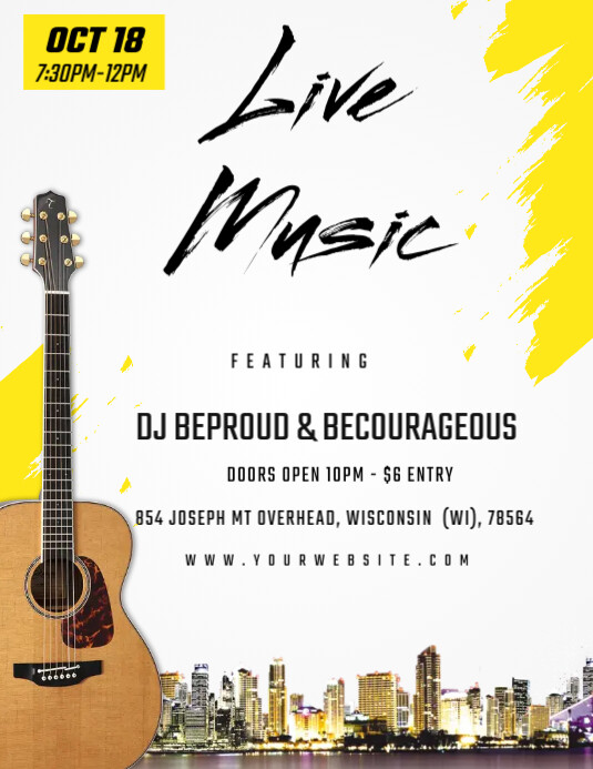 Live Music Flyer Løbeseddel (US Letter) template