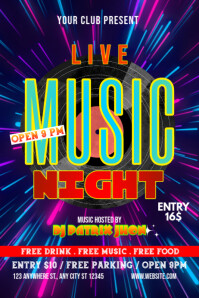 Live music night party oster Póster template