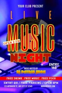 Live music night party video Plakat template