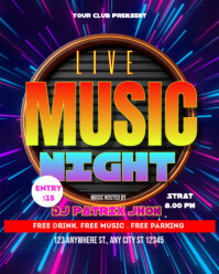 Live music night poster Instagram Portrait template