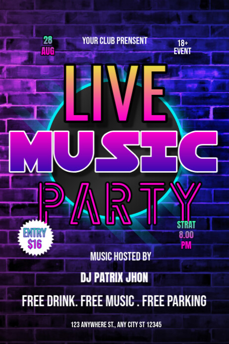 Live music party poster 海报 template