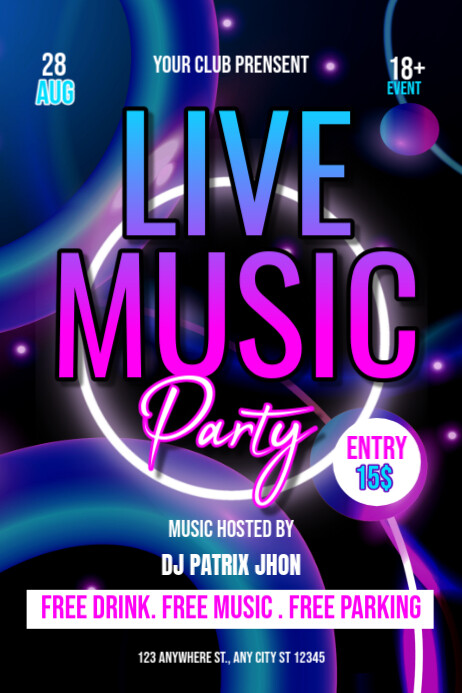 Live music party poster Cartaz template