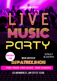 Live music party poster A4 template