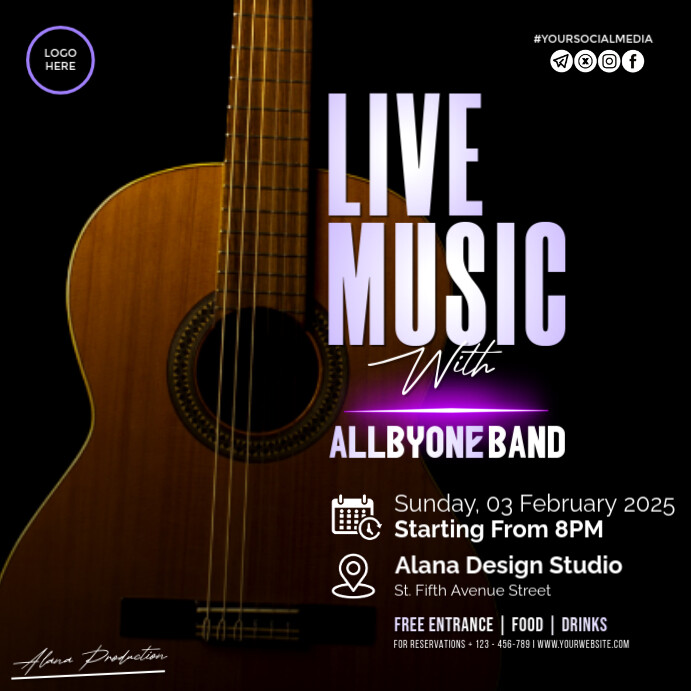 Live Music  Pos Instagram Instagram-opslag template