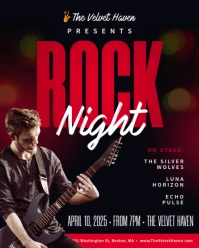 Live Music Rock Night Grunge Flyer Instagram Portrait template