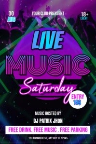 Live music saturday video Poster template