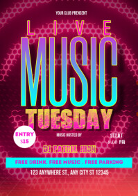 Live music tuesday poster A4 template