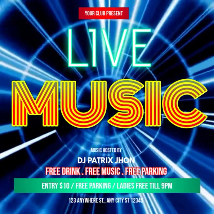Plantilla de Live music video PosterMyWall