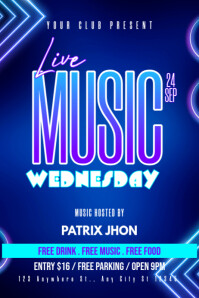 Live music Wednesday poster template