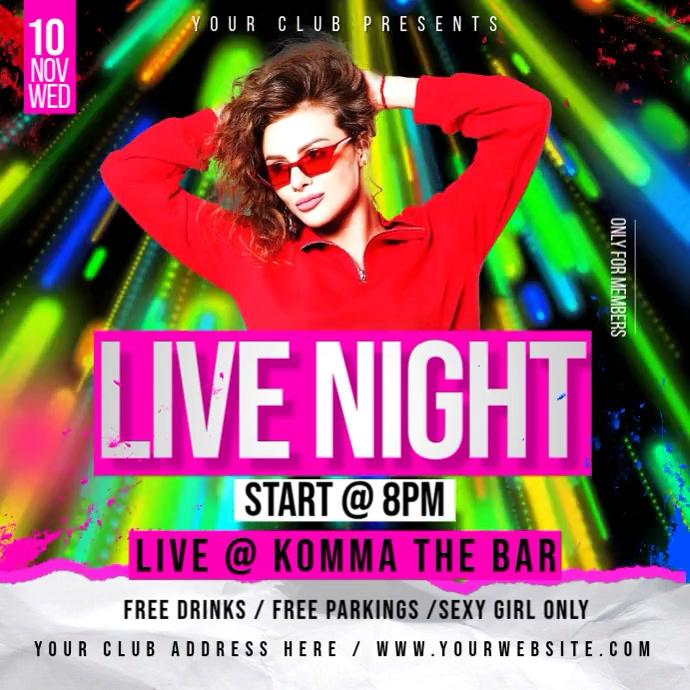 Live Night Event Instagram Post Video Template | PosterMyWall