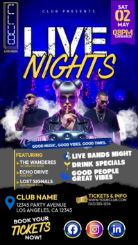 Blue Live Music Event Instagram Story Template