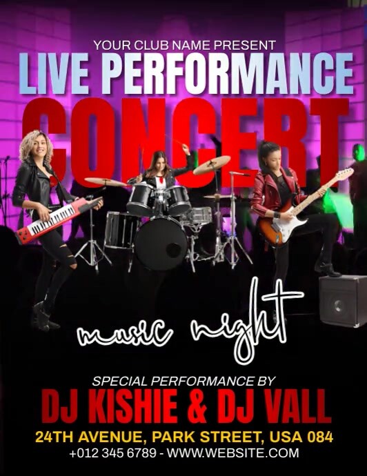 Live Performance Concert Night Template | PosterMyWall