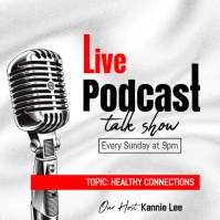 Live podcast talk show poster ad template