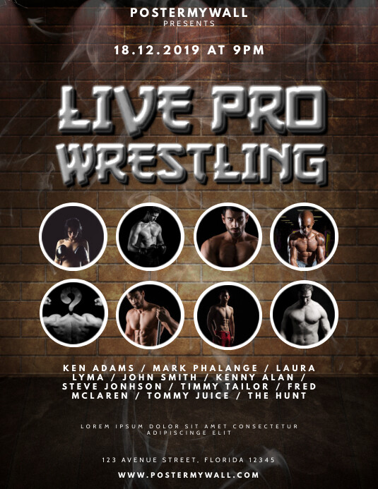 Copy of Live pro Wrestling Flyer Design Template PosterMyWall