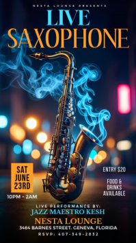 Live Saxophone Night Party Instagram Story template