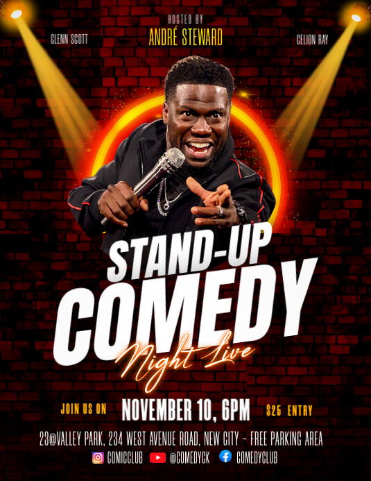 Live Stand-up comedy night flyer Template | PosterMyWall