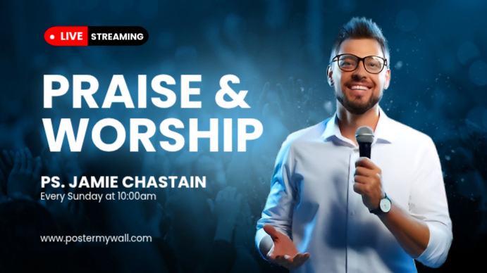 Live Streaming Praise & Worship YouTube Thumbnail Templat | PosterMyWall