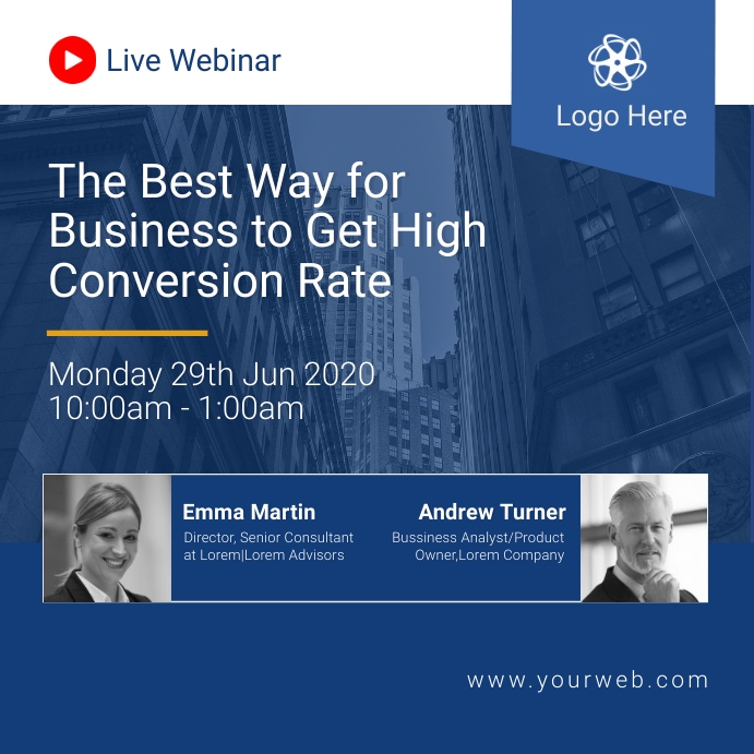 Live Webinar Business Social Media Post Template | PosterMyWall