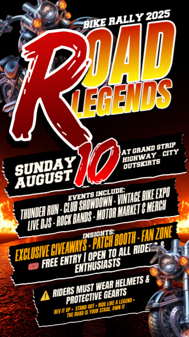 Copy of Live. Roar. Legend.: Bike Rally | PosterMyWall