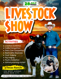 Livestock Show live cattle animal auctions event cow for sale social media flyers promotion poster d Pamflet (Letter AS) template