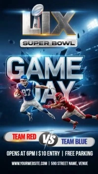 Lix Super Bowl Game Day Instagram na Kuwento template