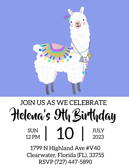 llama birthday party invitation Template | PosterMyWall