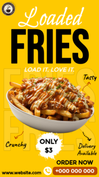 Jaune Loaded Fries Promotion Display digitale Template