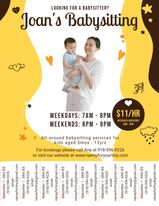 Local Babysitter Flyer with Tearoff Tabs Template PosterMyWall