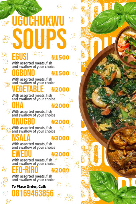 Local soup menu template Poster