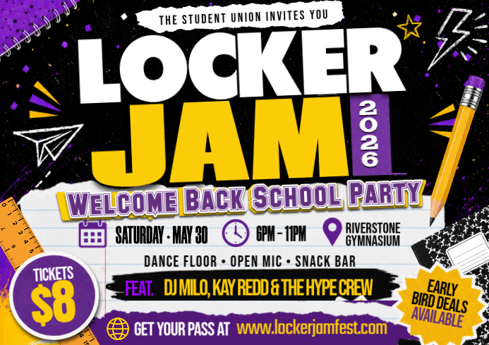 Black School Party A4 Template | PosterMyWall