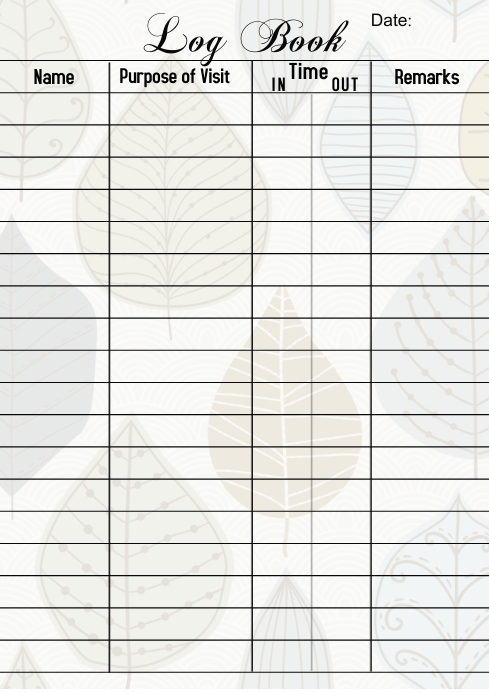 Log Book sheet template | PosterMyWall