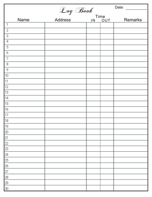 Log Book sheet template | PosterMyWall