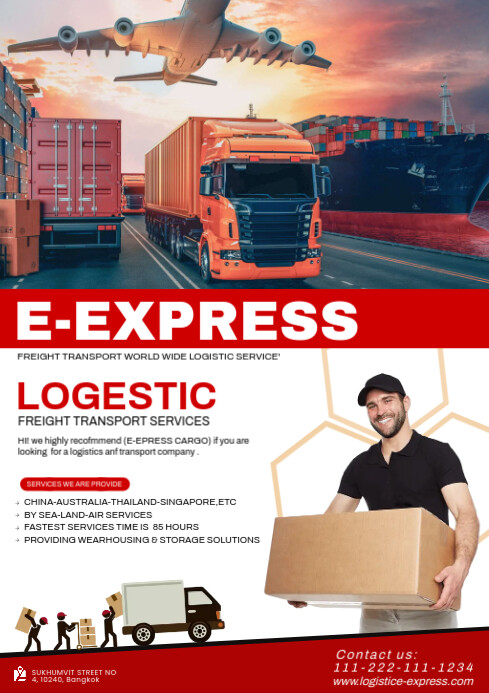 Logistic and transport cargo service flyers Template | PosterMyWall