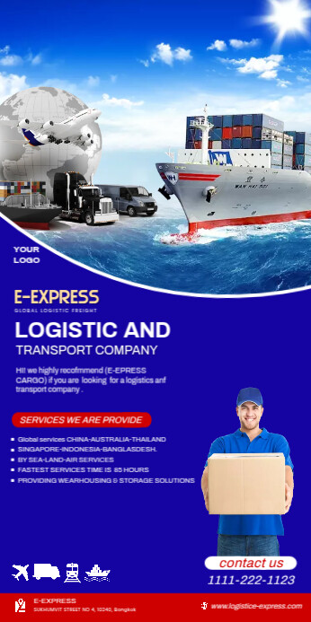 Logistics Pinterest Logistic and transport cargo services banner Template | PosterMyWall